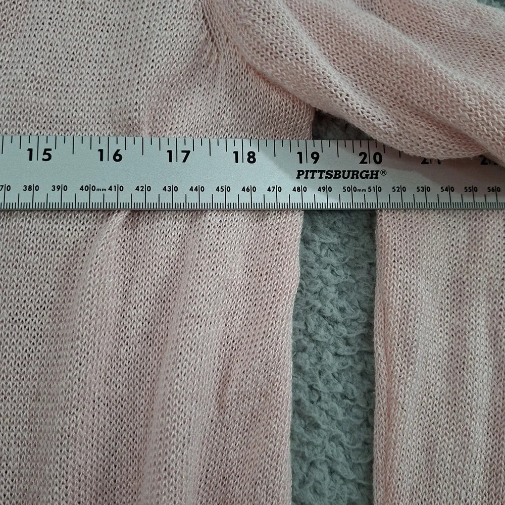 J. Jill Cardigan Womens L Pink Open Front Long Sleeve Knit Pockets Linen Blend‎